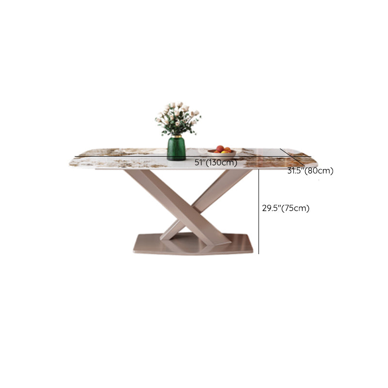 Rectangular Dining Table White Stone Table Top for Dining Room