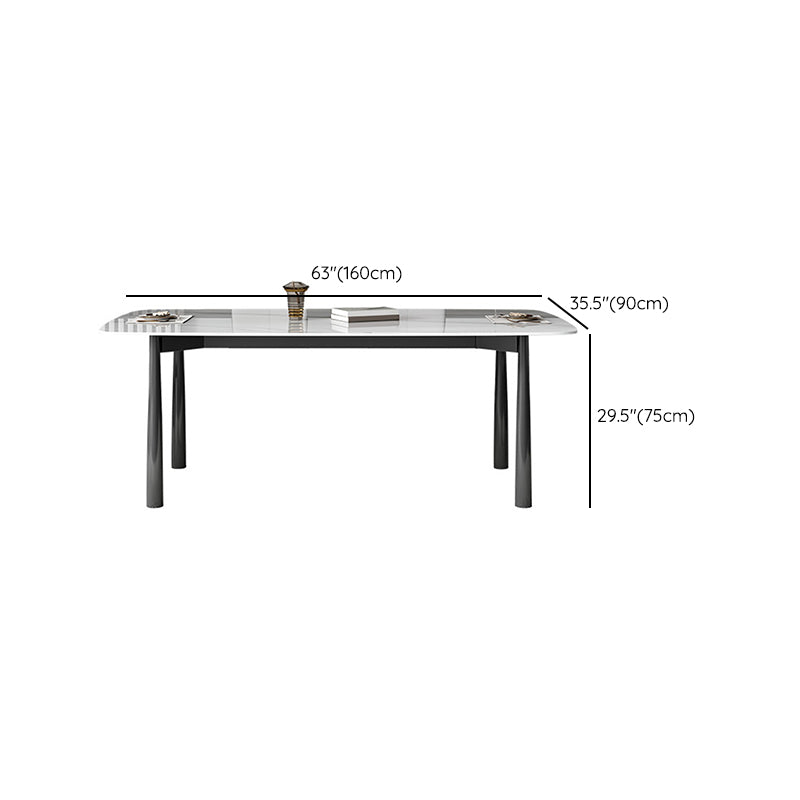 Contemporary Rectangular Stone Dining Table with Stainless Steel Legs