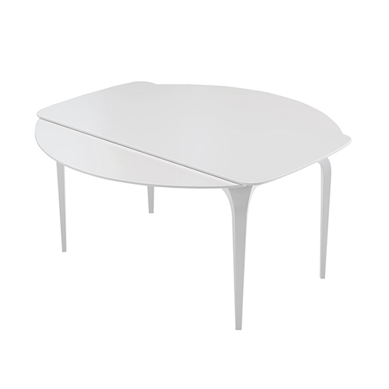 Contemporary White Round Stone Dining Table with 4 Steel Foot