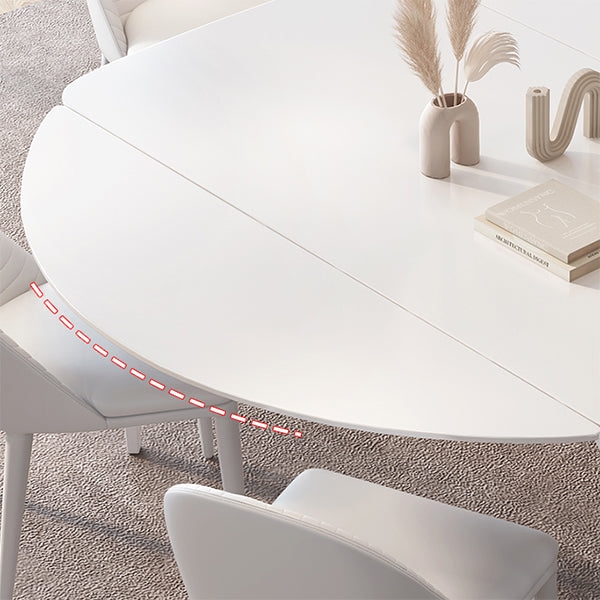 Contemporary White Round Stone Dining Table with 4 Steel Foot