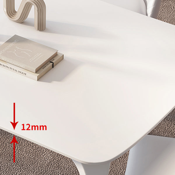 Contemporary White Round Stone Dining Table with 4 Steel Foot