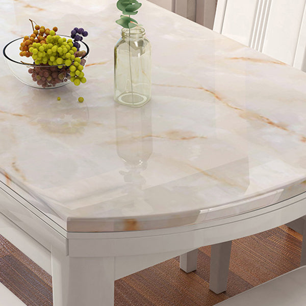 Faux Marble Top 7 Piece Dining Room Chair and Table Set in White