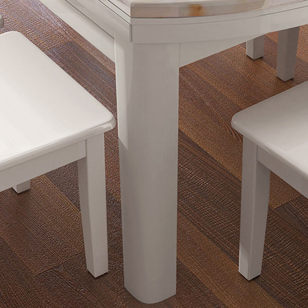 Faux Marble Top 7 Piece Dining Room Chair and Table Set in White