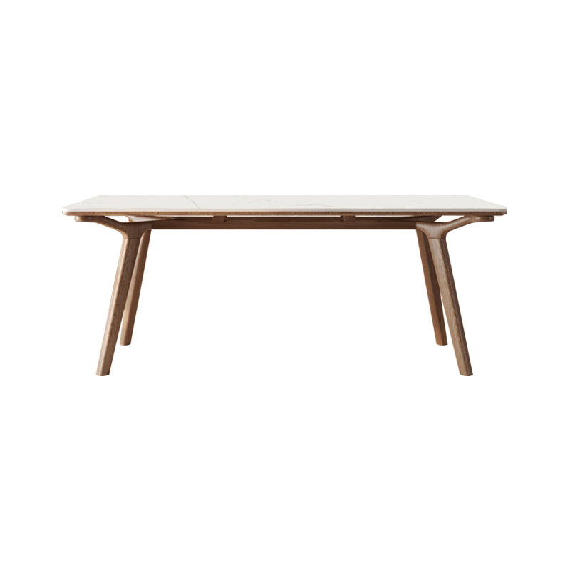 5/7 Piece Rectangle Shape Stone and Solid Wood Dining Table Set