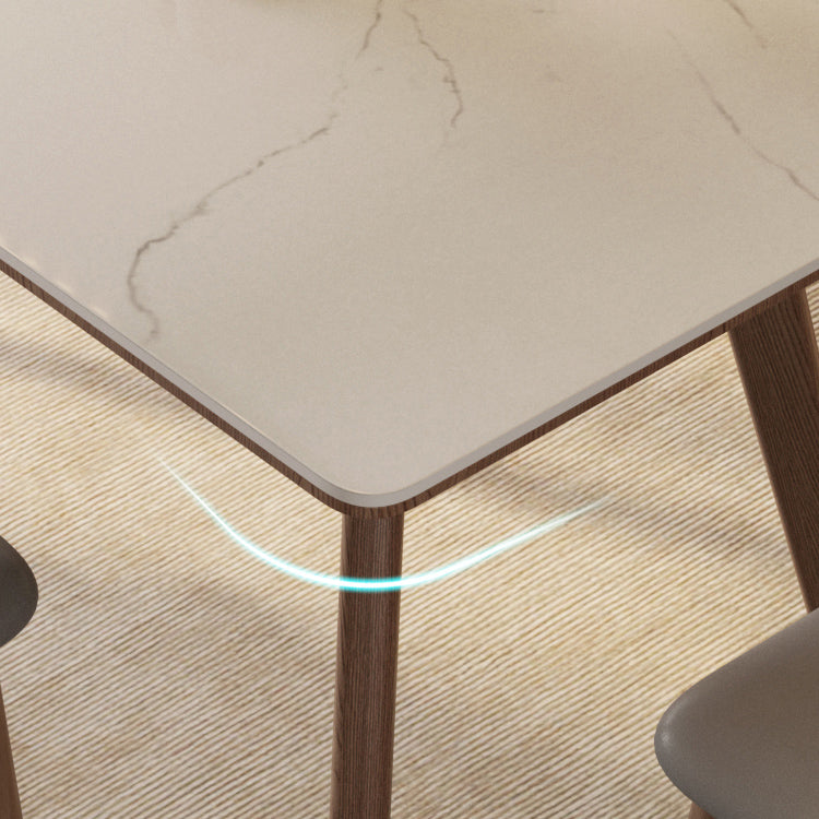 5/7 Piece Rectangle Shape Stone and Solid Wood Dining Table Set