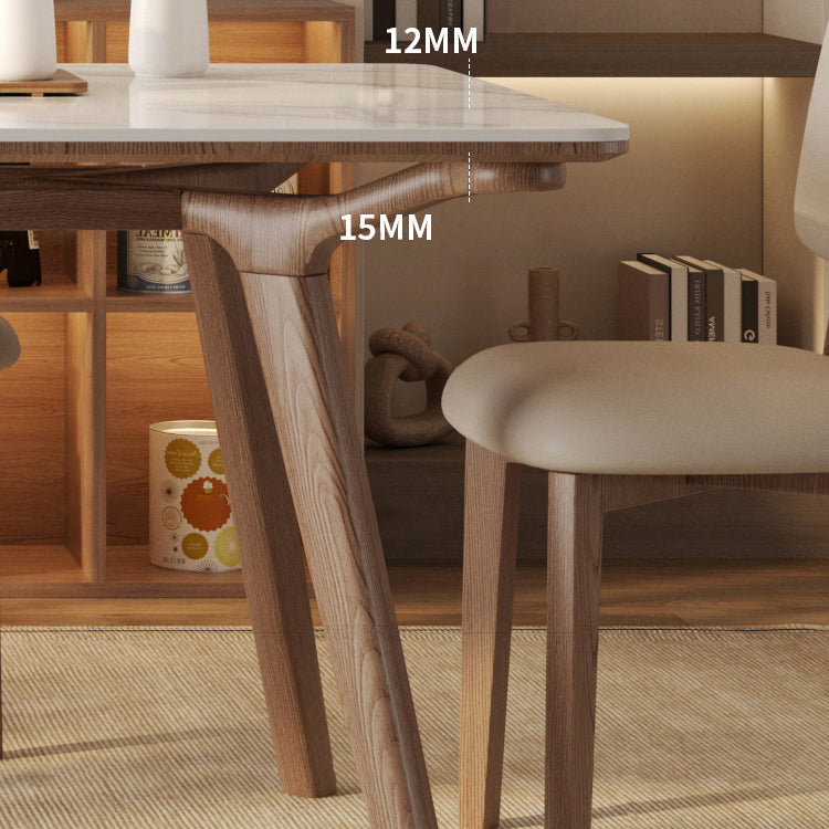 5/7 Piece Rectangle Shape Stone and Solid Wood Dining Table Set