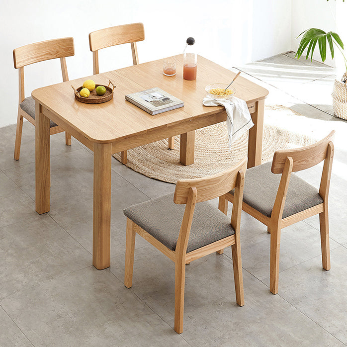 1/5 Piece Solid Wood Rectangle Dining Room Chair and Table Set