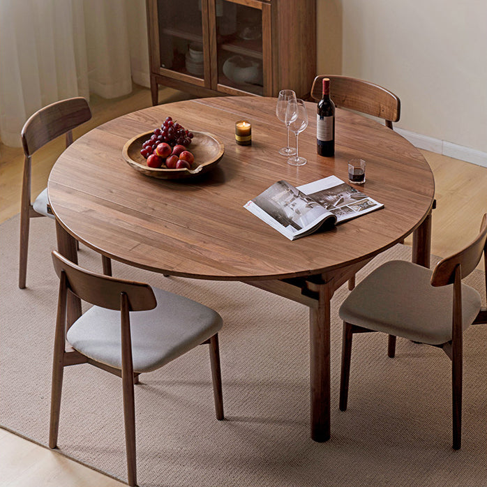 Modern Solid Wood Dining Table Set Drop Leaf with 4 Chairs for Home