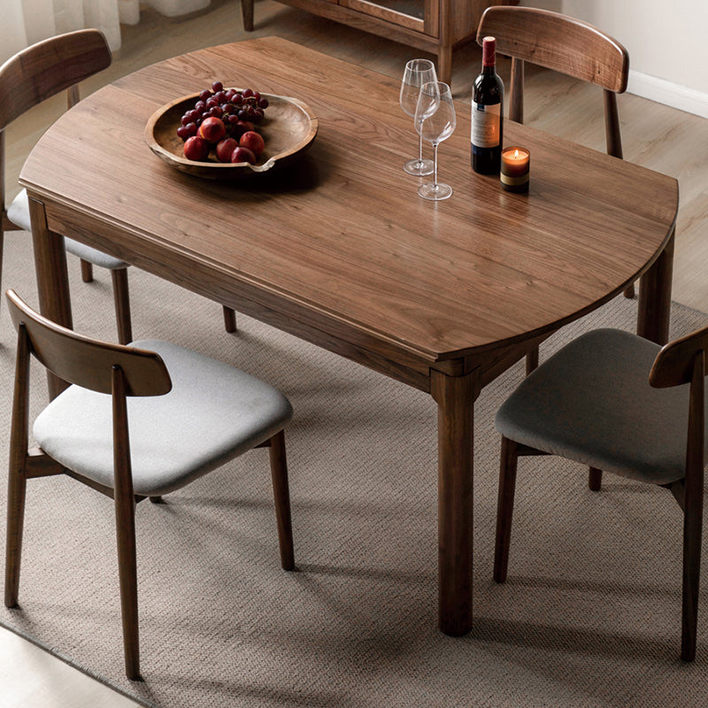 Modern Solid Wood Dining Table Set Drop Leaf with 4 Chairs for Home