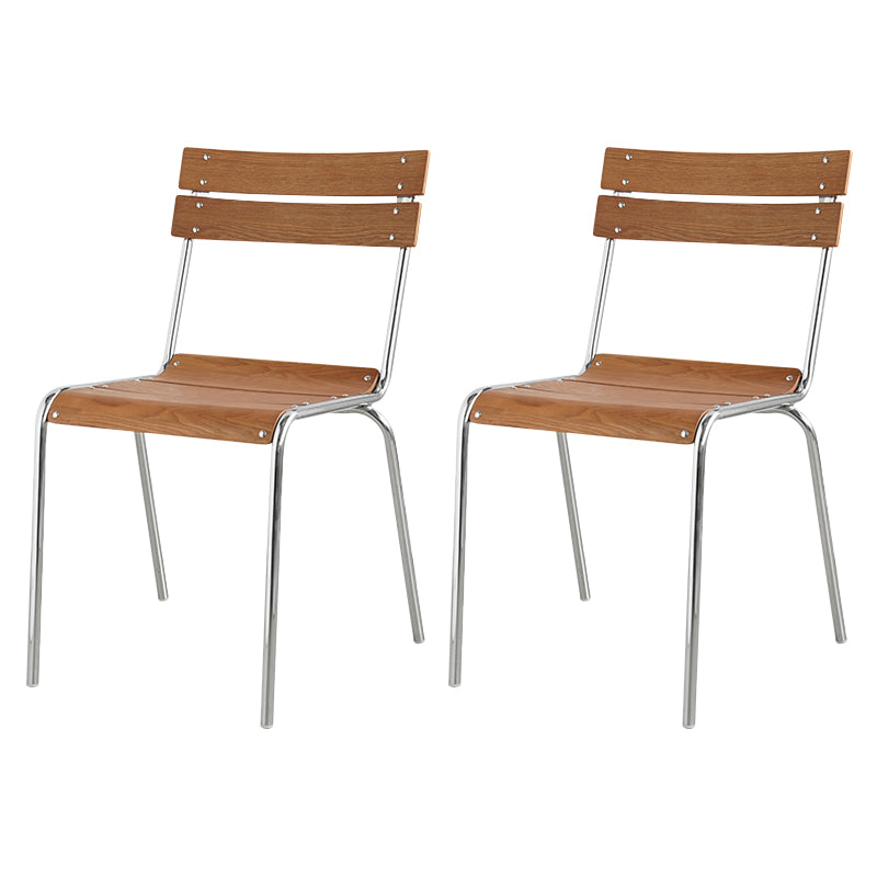Dining Room Contemporary Silver Leg Open Back Armless Dining Chair