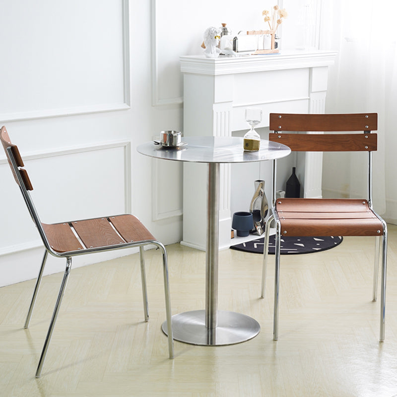 Dining Room Contemporary Silver Leg Open Back Armless Dining Chair