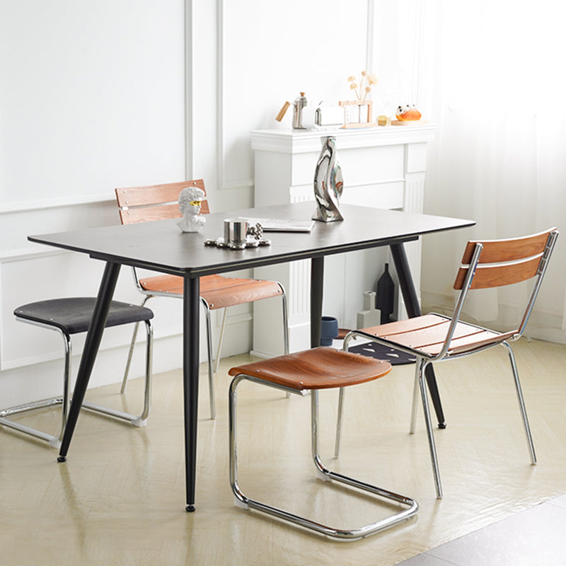 Dining Room Contemporary Silver Leg Open Back Armless Dining Chair