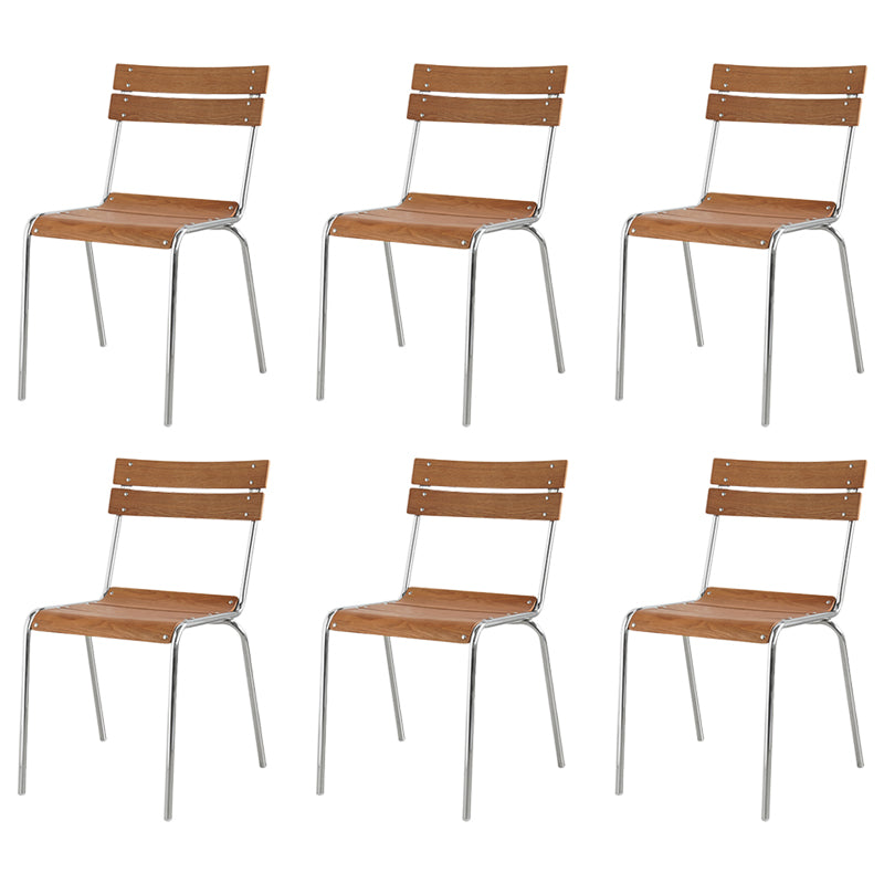 Dining Room Contemporary Silver Leg Open Back Armless Dining Chair