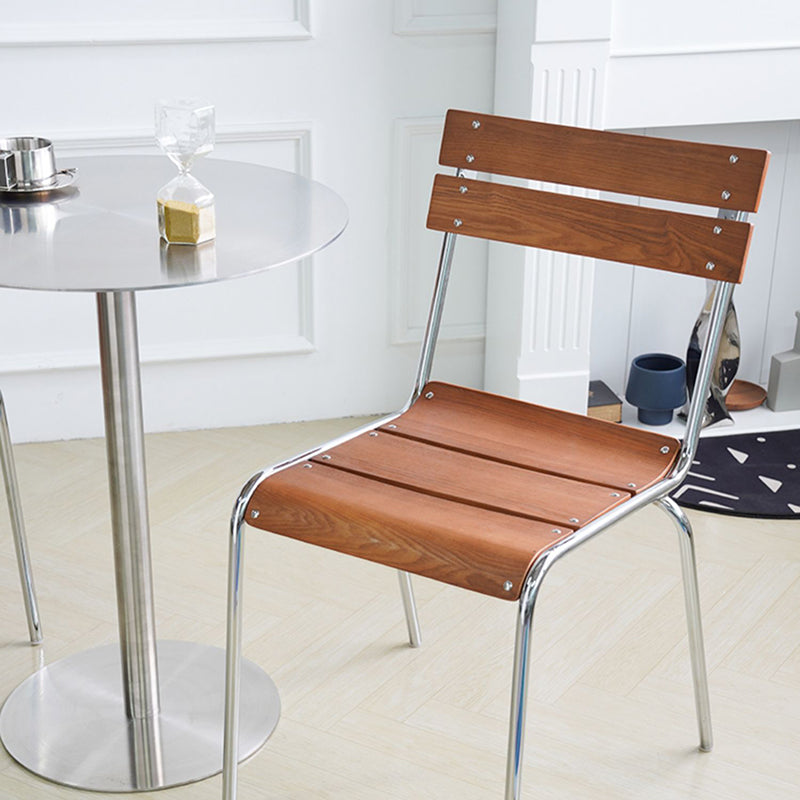 Dining Room Contemporary Silver Leg Open Back Armless Dining Chair