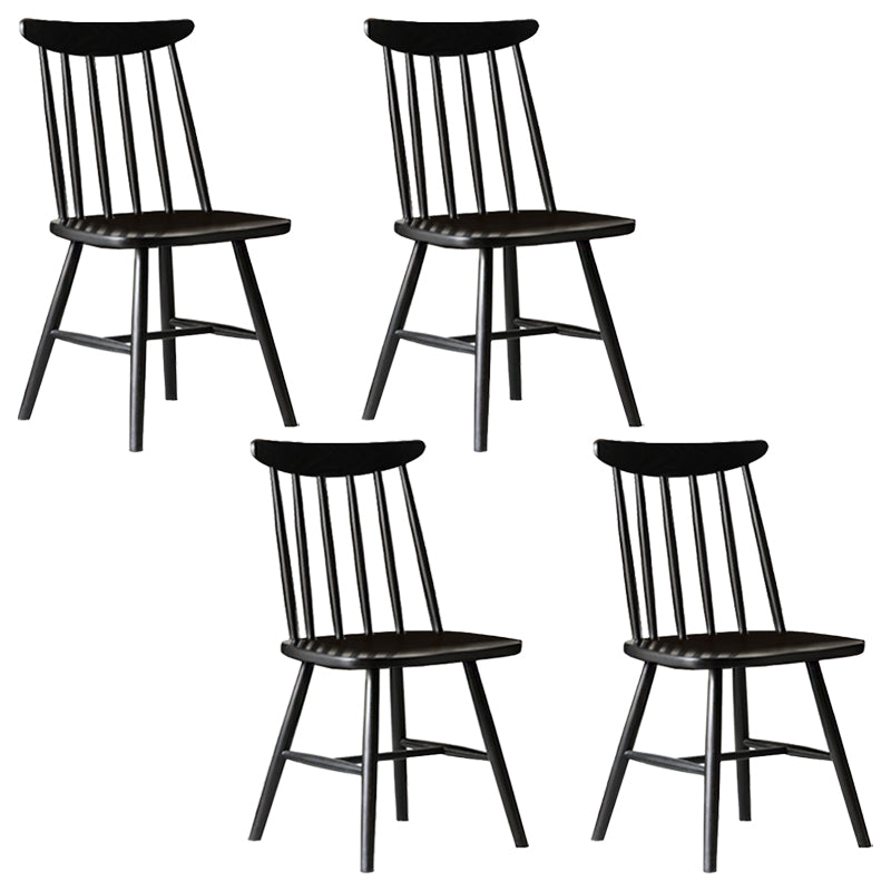 Contemporary Solid Wood Slat Back Dining Room Chair in Black