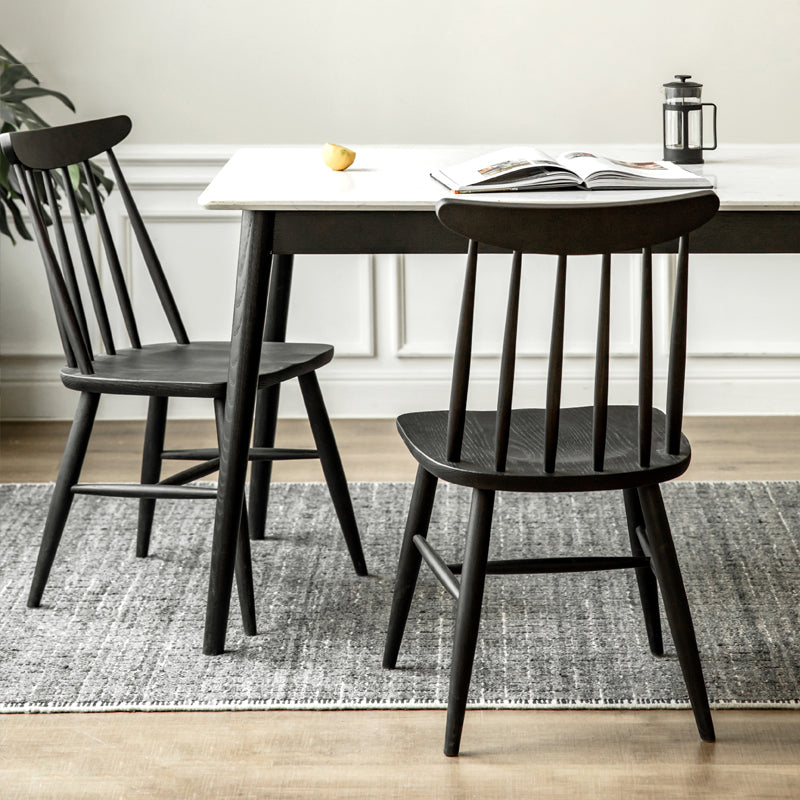 Contemporary Solid Wood Slat Back Dining Room Chair in Black