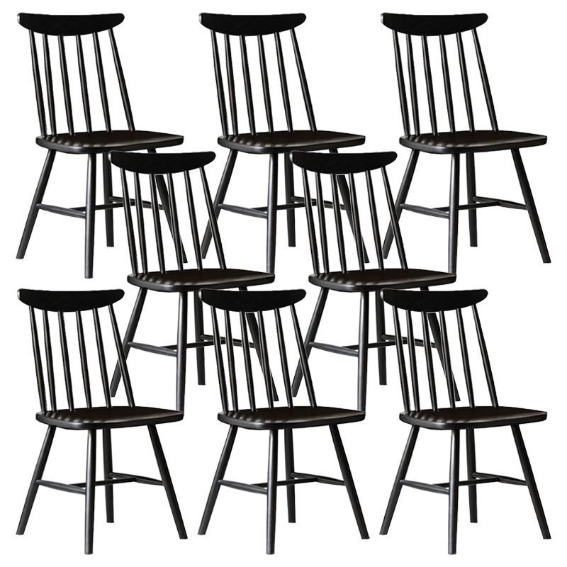 Contemporary Solid Wood Slat Back Dining Room Chair in Black