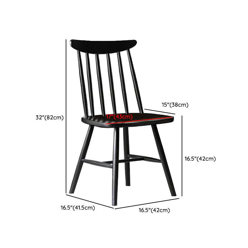 Contemporary Solid Wood Slat Back Dining Room Chair in Black