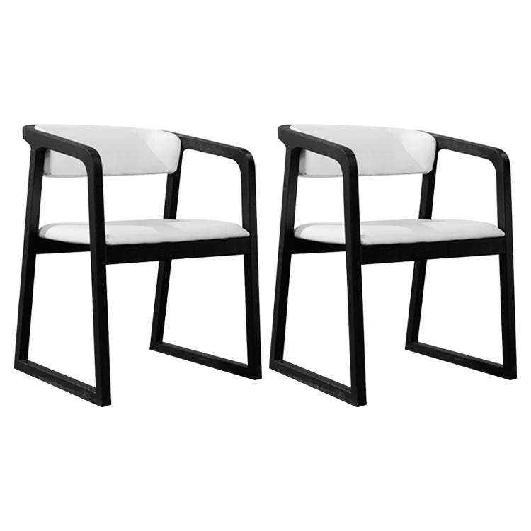 Black Legs Solid Wood and Faux Leather Dining Accent Chair for Home