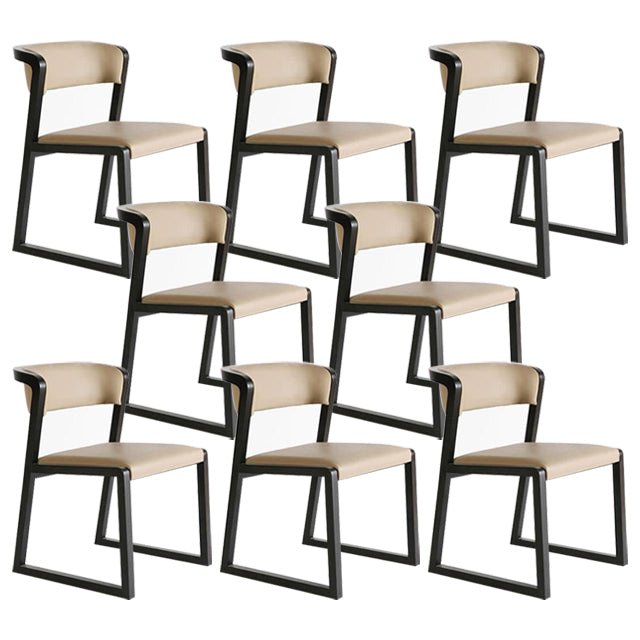 Black Legs Solid Wood and Faux Leather Dining Accent Chair for Home
