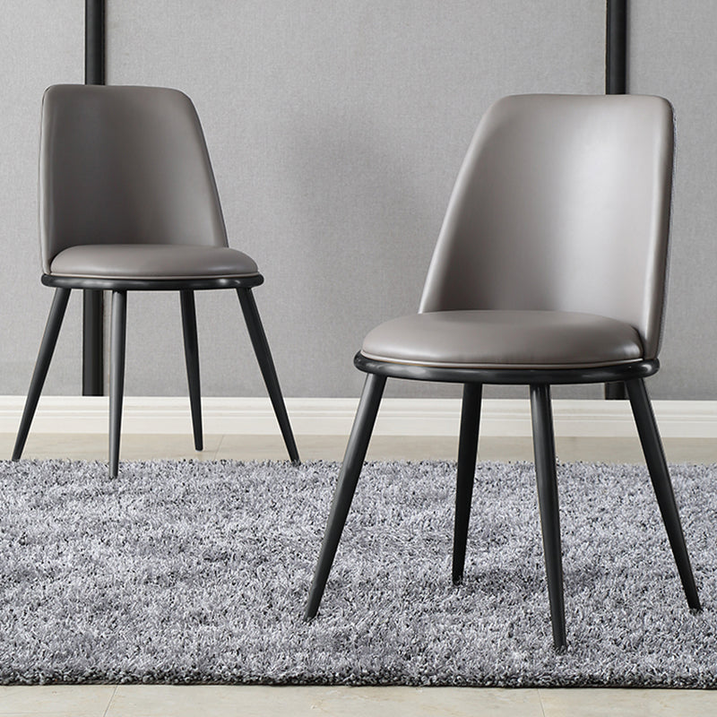 Contemporary Faux Leather and Metal Armless Dining Chairs for Kitchen