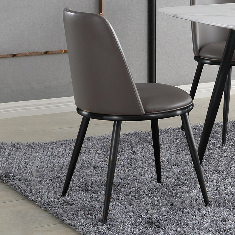 Contemporary Faux Leather and Metal Armless Dining Chairs for Kitchen