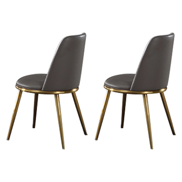Contemporary Faux Leather and Metal Armless Dining Chairs for Kitchen