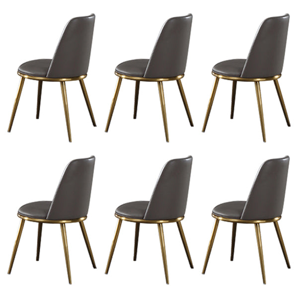 Contemporary Faux Leather and Metal Armless Dining Chairs for Kitchen