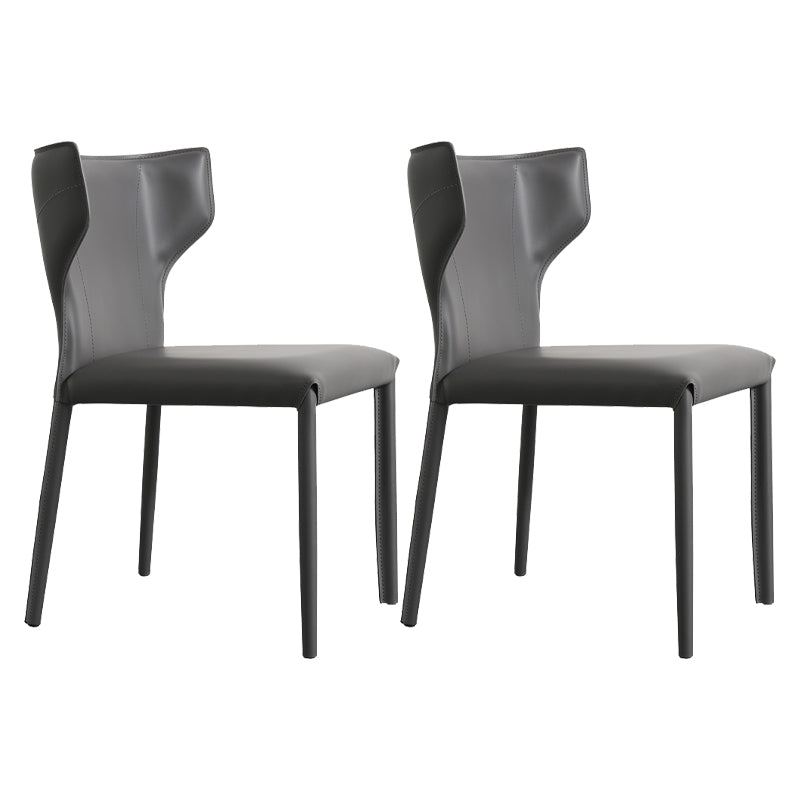 Contemporary Faux Leather and Metal Armless Dining Room Chair