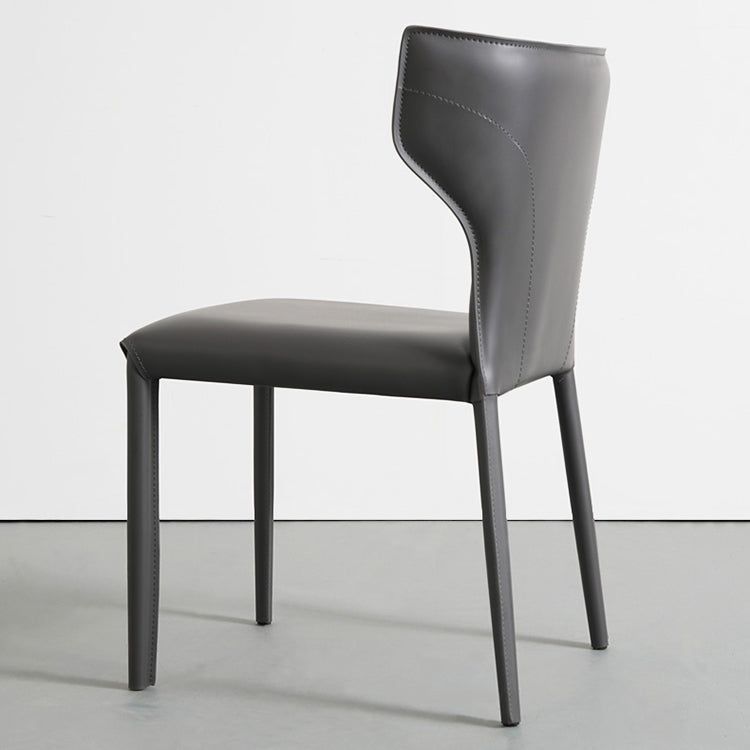 Contemporary Faux Leather and Metal Armless Dining Room Chair
