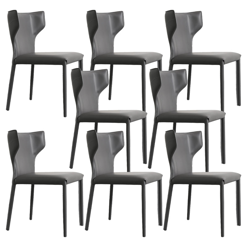 Contemporary Faux Leather and Metal Armless Dining Room Chair