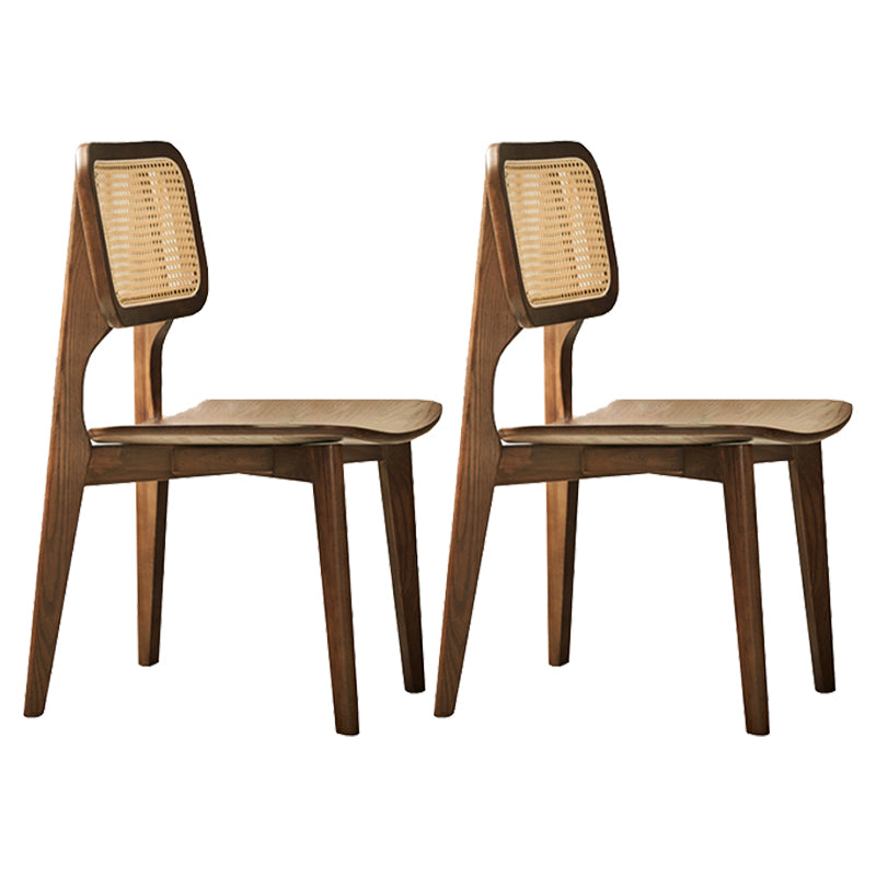 Solid Wood Open Back Contemporary Dining Room Chair in Brown