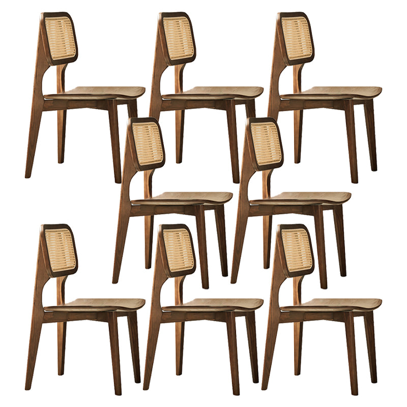 Solid Wood Open Back Contemporary Dining Room Chair in Brown