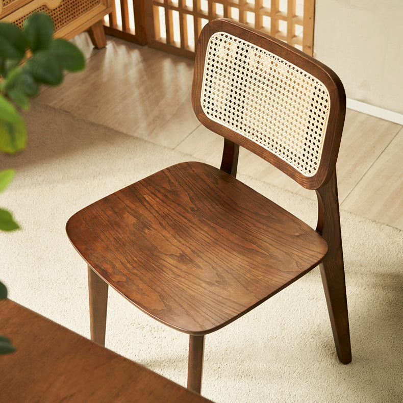 Solid Wood Open Back Contemporary Dining Room Chair in Brown