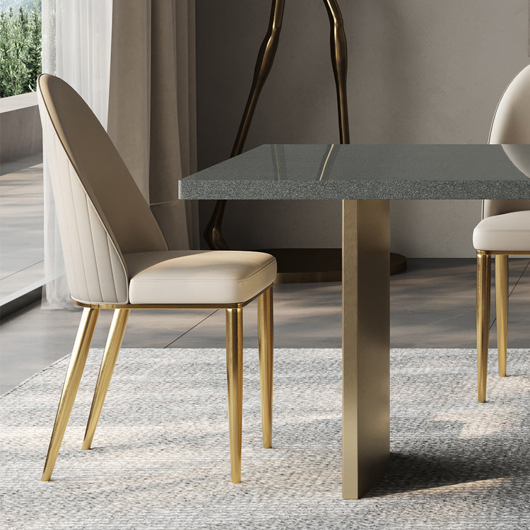 Glam Style Parsons Leather 4 Legs Dining Side Chair for Living Room