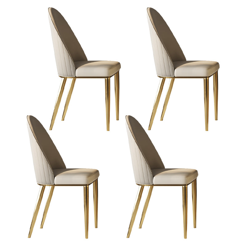 Glam Style Parsons Leather 4 Legs Dining Side Chair for Living Room