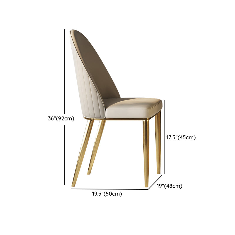 Glam Style Parsons Leather 4 Legs Dining Side Chair for Living Room