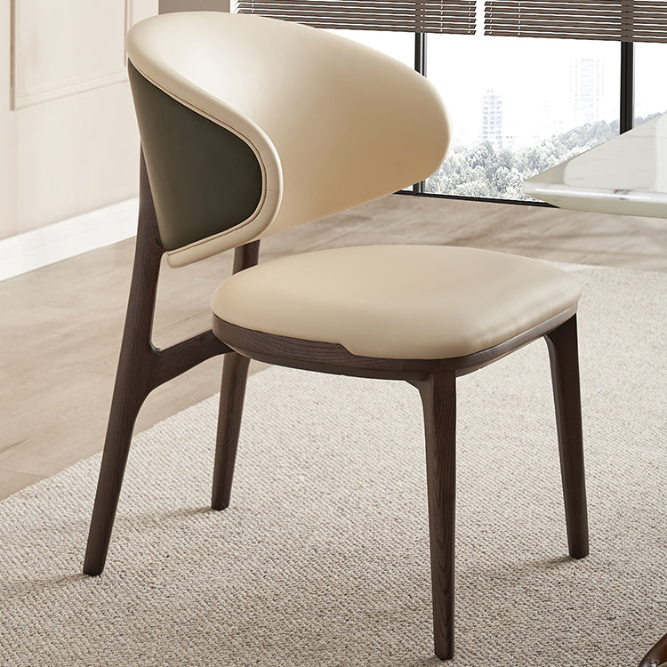 Open Back Solid Wood and Upholstered Contemporary Dining Chairs