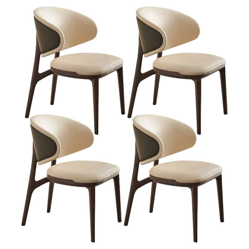 Open Back Solid Wood and Upholstered Contemporary Dining Chairs