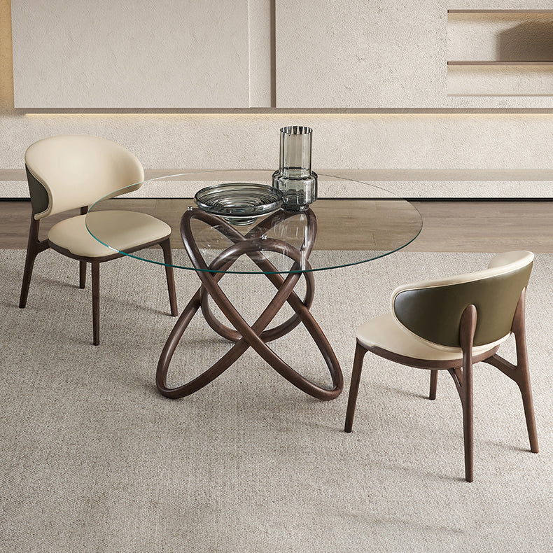 Open Back Solid Wood and Upholstered Contemporary Dining Chairs