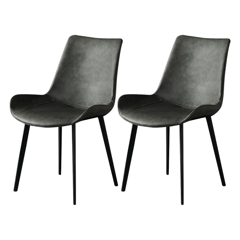 Modern Metal and Faux Leather Armless Dining Chairs for Kitchen