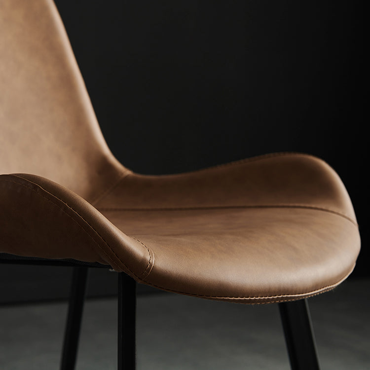 Modern Metal and Faux Leather Armless Dining Chairs for Kitchen