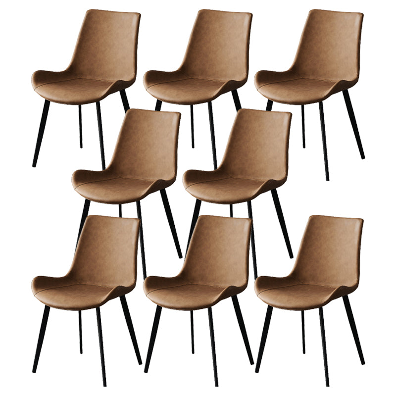 Modern Metal and Faux Leather Armless Dining Chairs for Kitchen