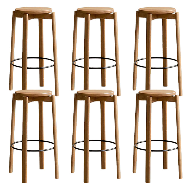 Contemporary 29.5-inch Backless Bar Stool with Solid Wood Base