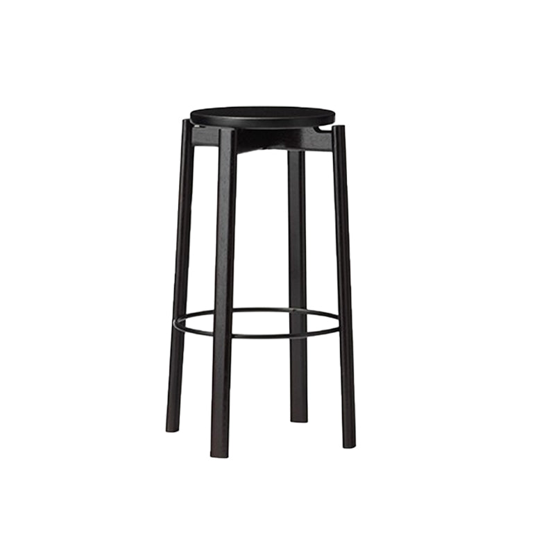 Contemporary 29.5-inch Backless Bar Stool with Solid Wood Base