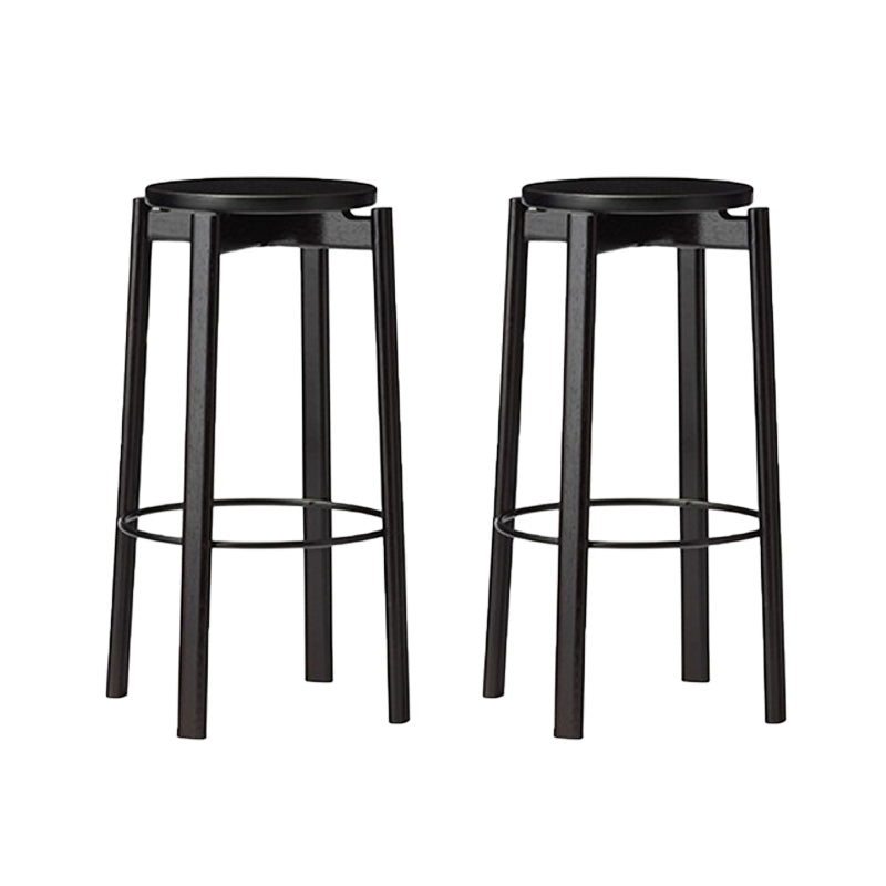 Contemporary 29.5-inch Backless Bar Stool with Solid Wood Base