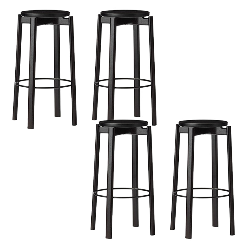 Contemporary 29.5-inch Backless Bar Stool with Solid Wood Base