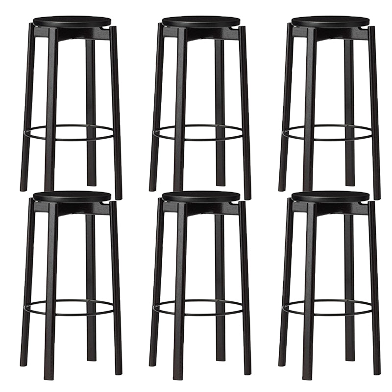 Contemporary 29.5-inch Backless Bar Stool with Solid Wood Base