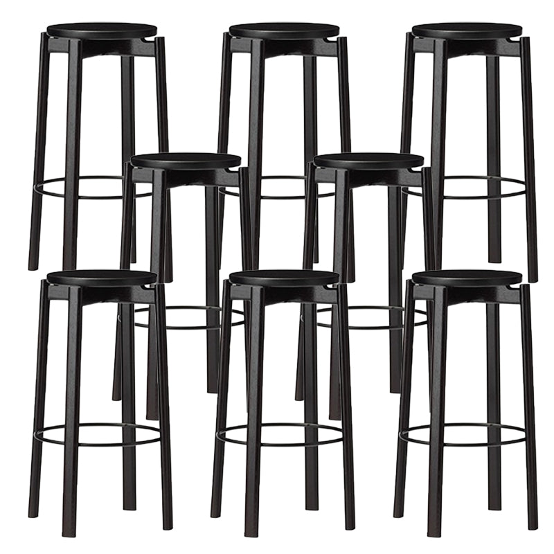 Contemporary 29.5-inch Backless Bar Stool with Solid Wood Base