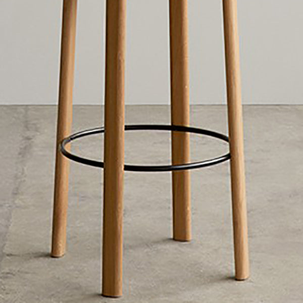 Contemporary 29.5-inch Backless Bar Stool with Solid Wood Base